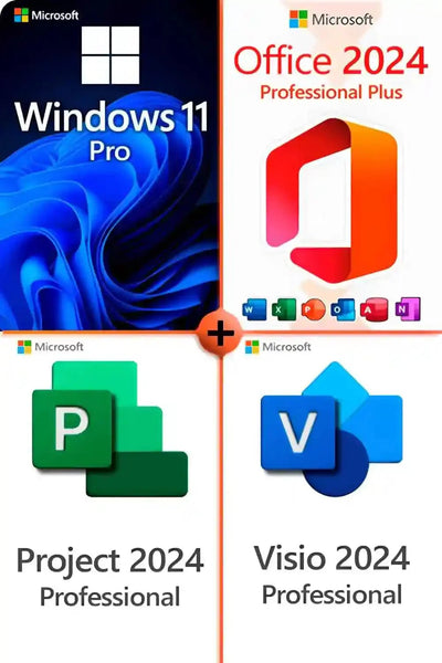 Méga Pack Windows 11 Pro + Office 2024 Pro Plus+ Visio 2024 + Project 2024